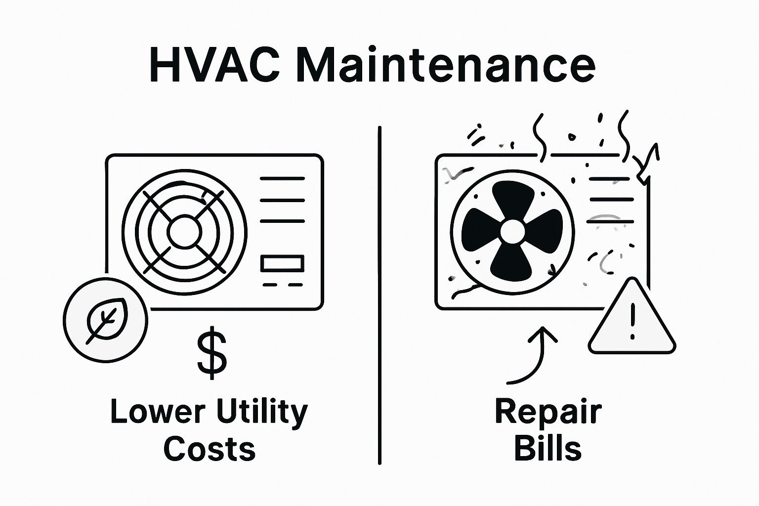 HVAC savings and repair comparison infographic