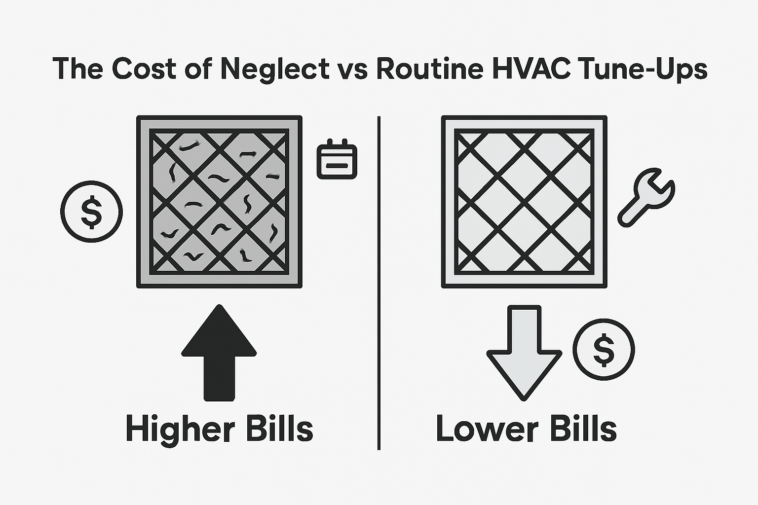 Infographic comparing HVAC tune-up costs and savings
