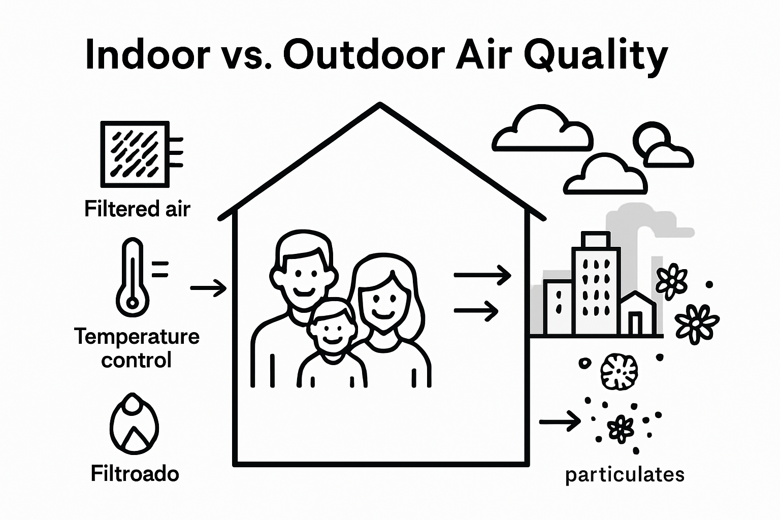 Infographic comparing HVAC indoor and outdoor air quality