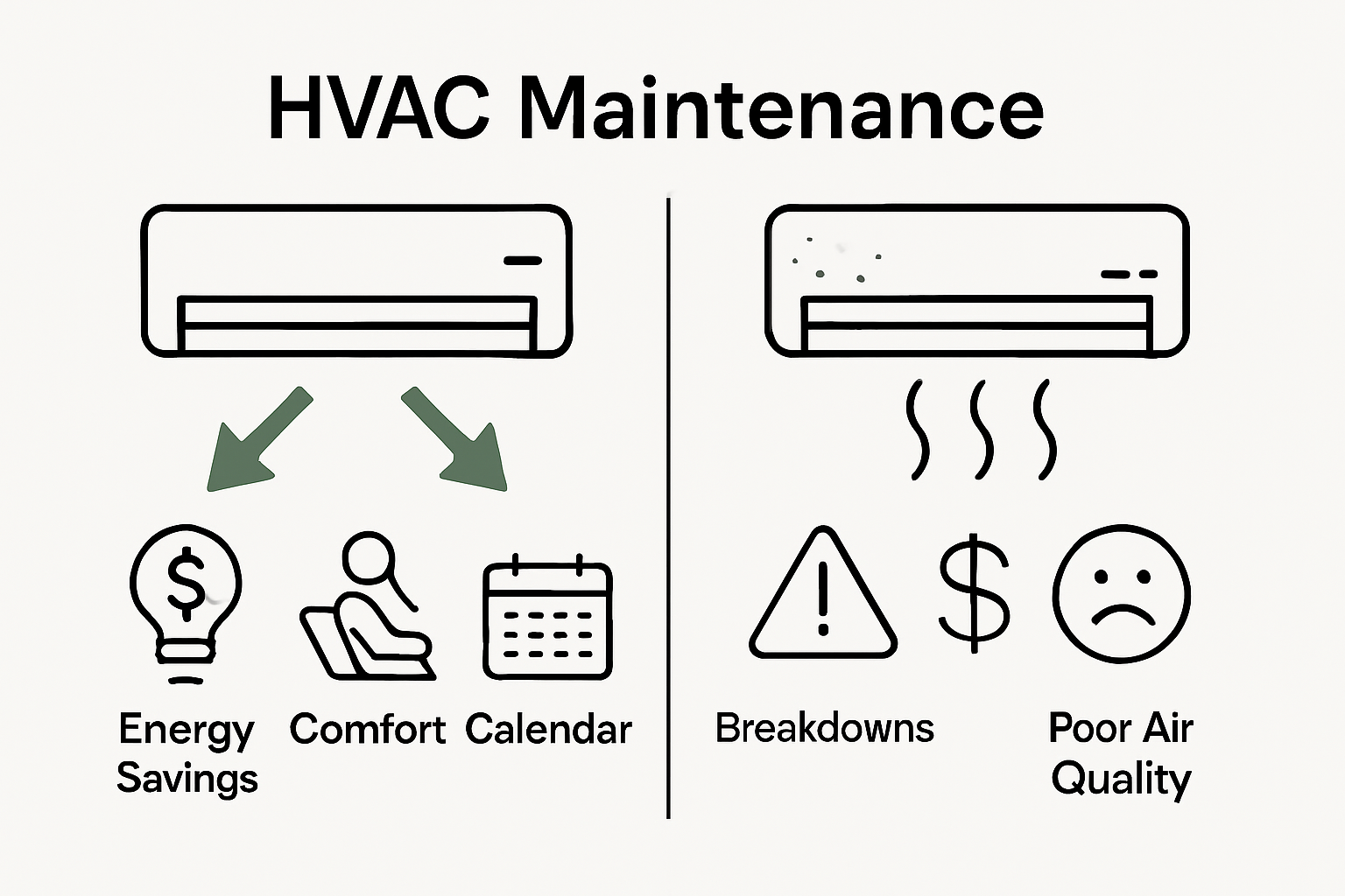 Infographic comparing maintained vs neglected HVAC units