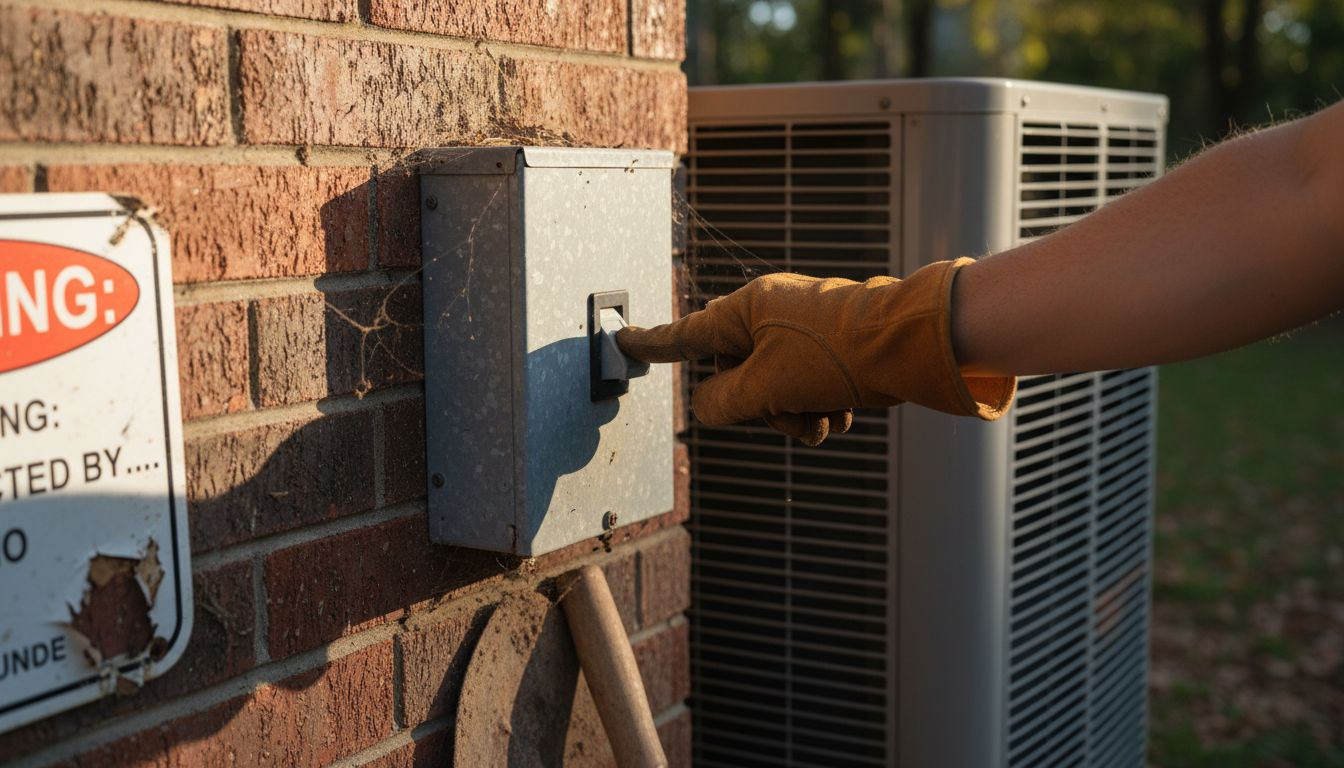 Hand switching off AC circuit breaker