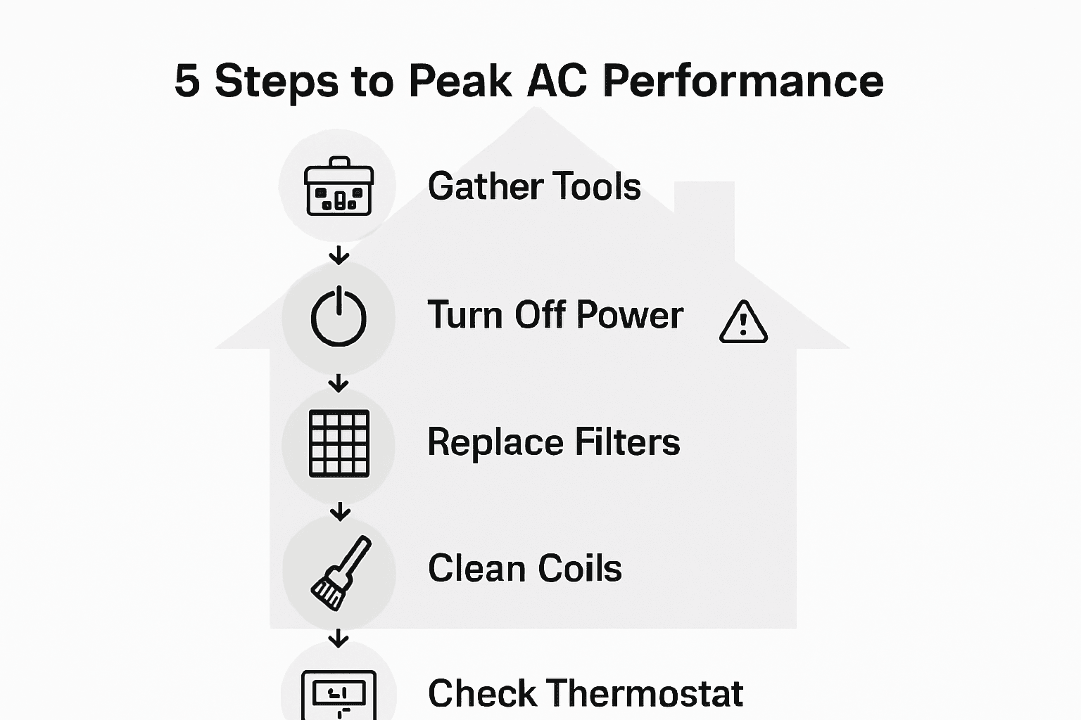 Infographic showing five air conditioner maintenance steps
