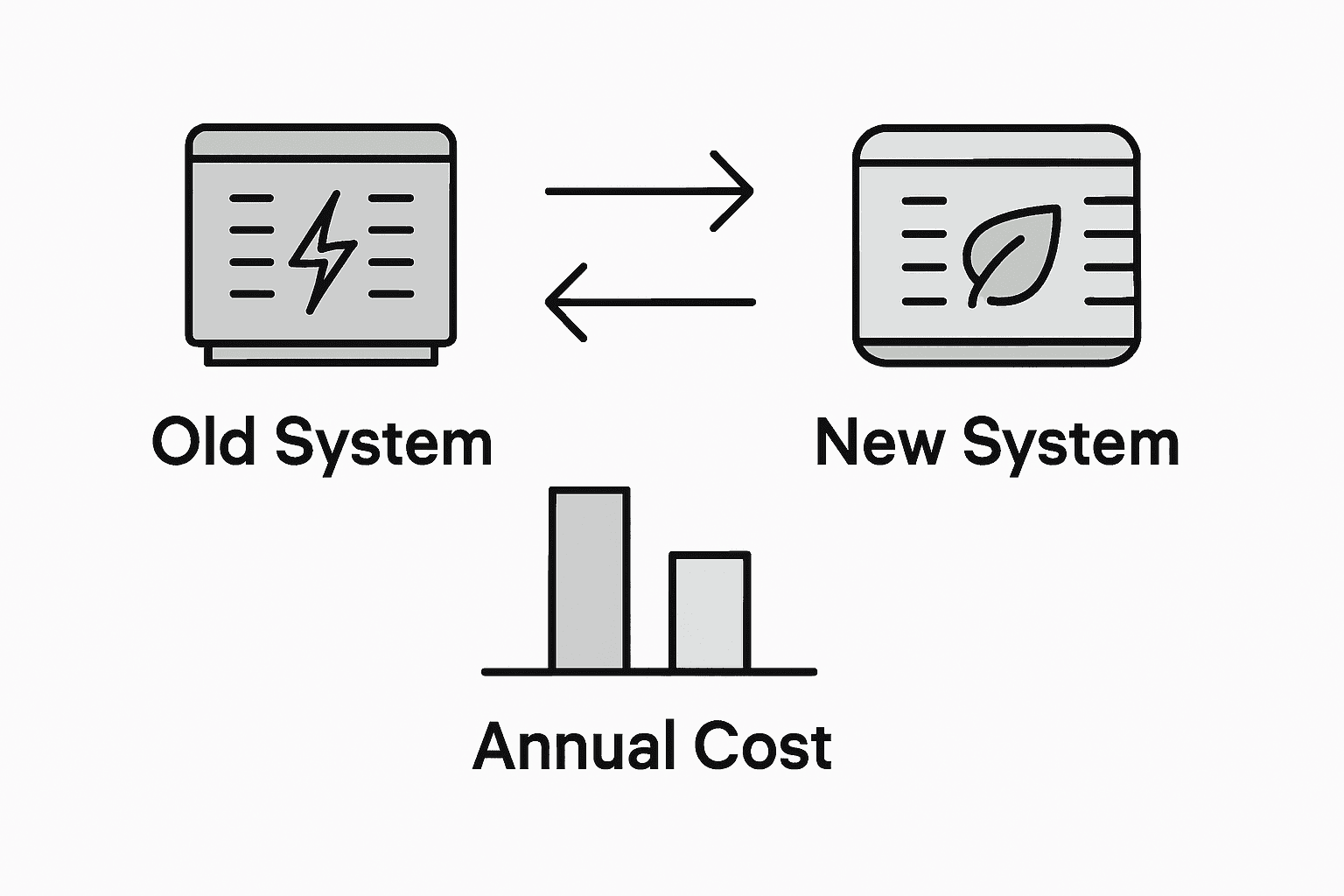 Infographic showing old vs new HVAC efficiency