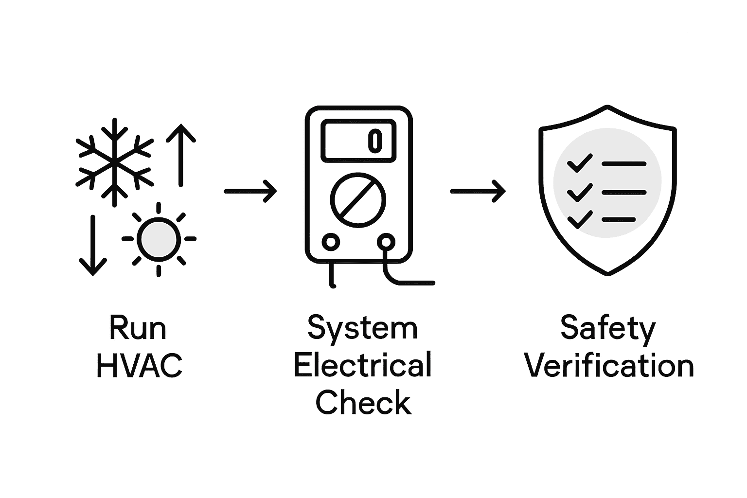 Infographic showing HVAC system performance testing steps