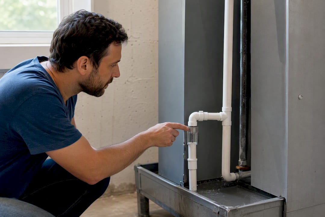 Clean condensate drain line with access point