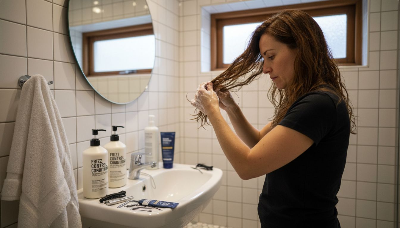 Applying conditioner to Remy hair extensions