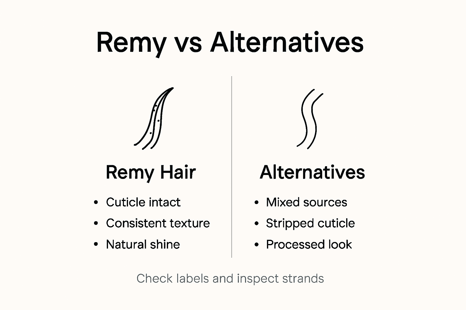 Infographic comparing Remy hair to alternatives