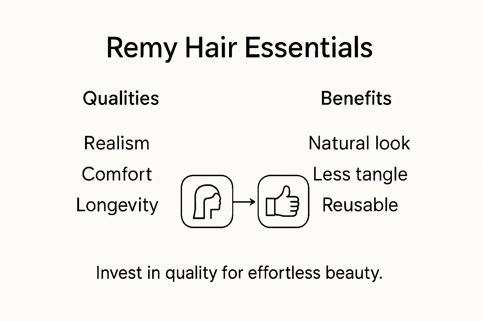 Infographic showing Remy hair qualities and benefits