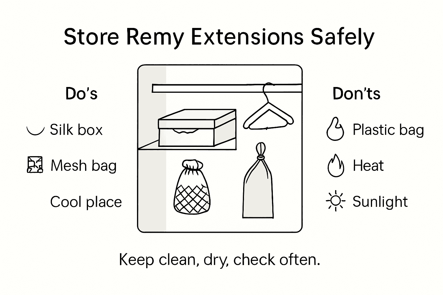 Infographic of storing Remy extensions safely
