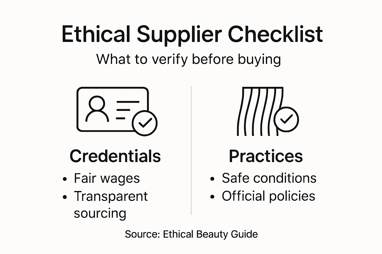 Ethical supplier checklist infographic summary