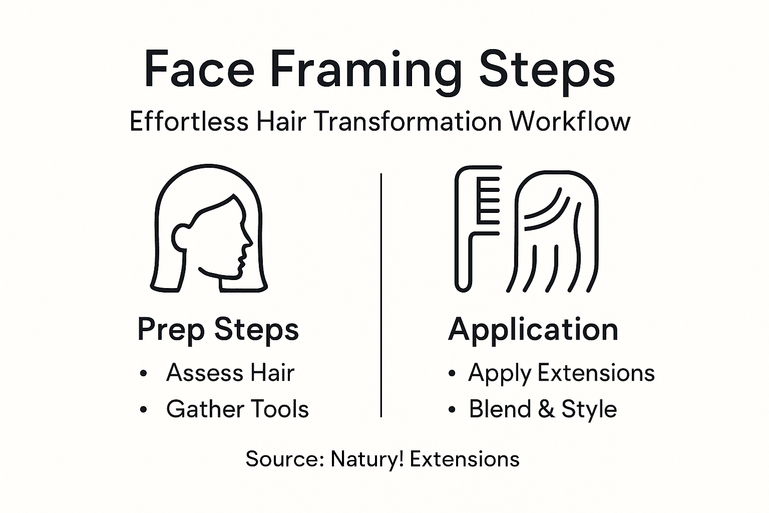 Infographic shows steps for face framing extensions