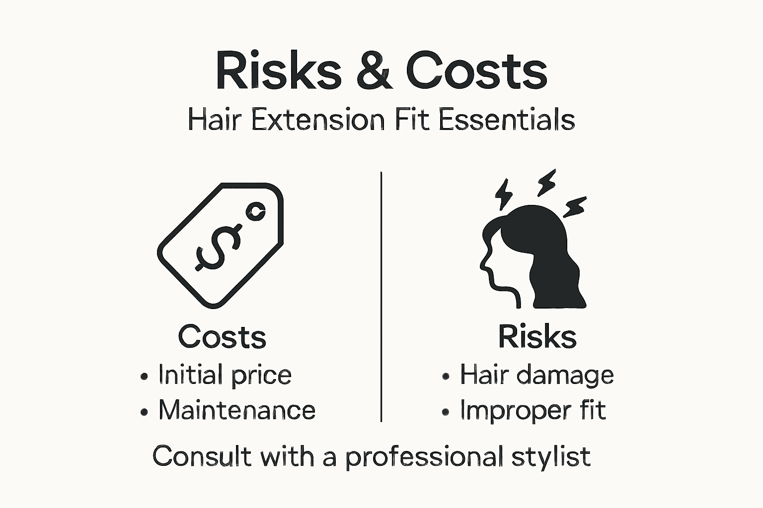 Infographic on hair extension costs and risks
