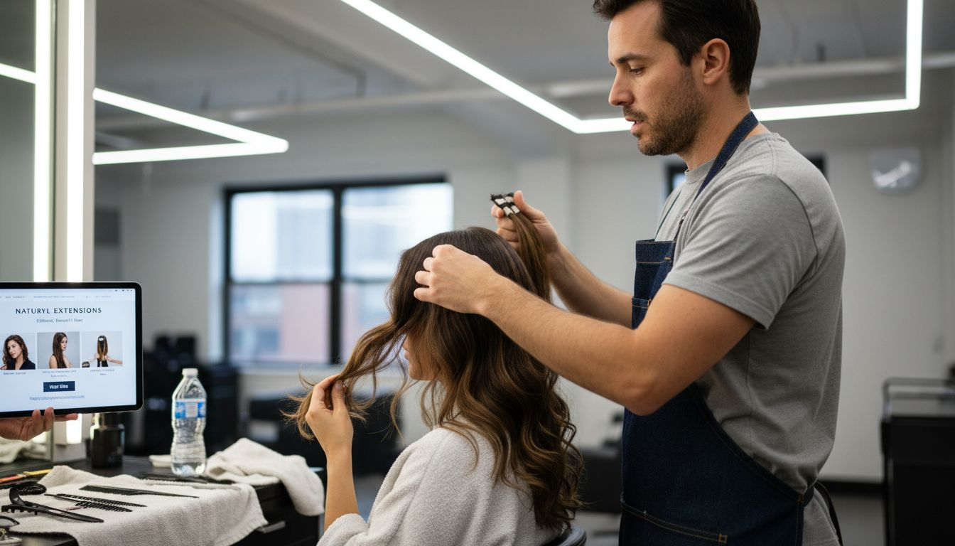 Stylist matching extension texture and color