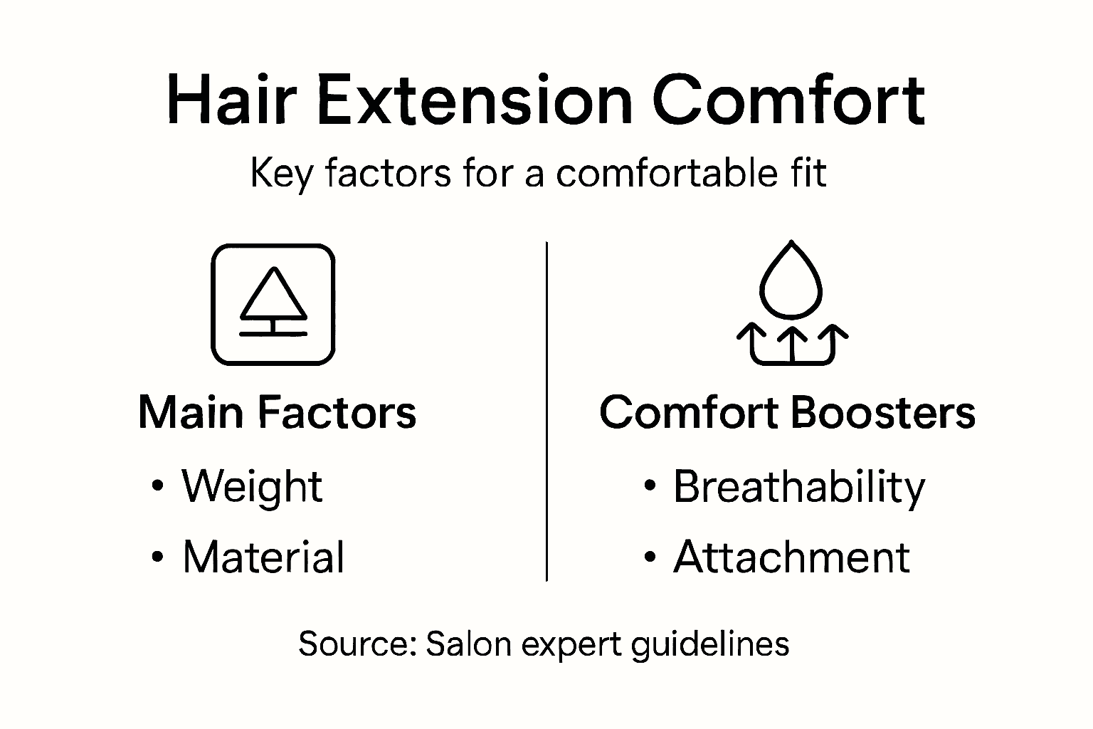 Infographic summarizing hair extension comfort factors