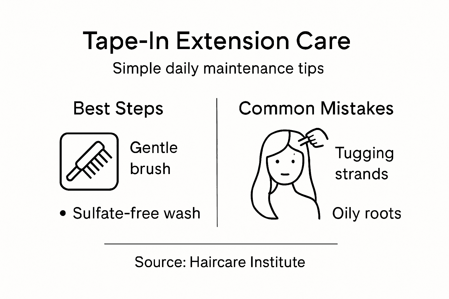 Infographic showing tape-in extension care do’s and don’ts