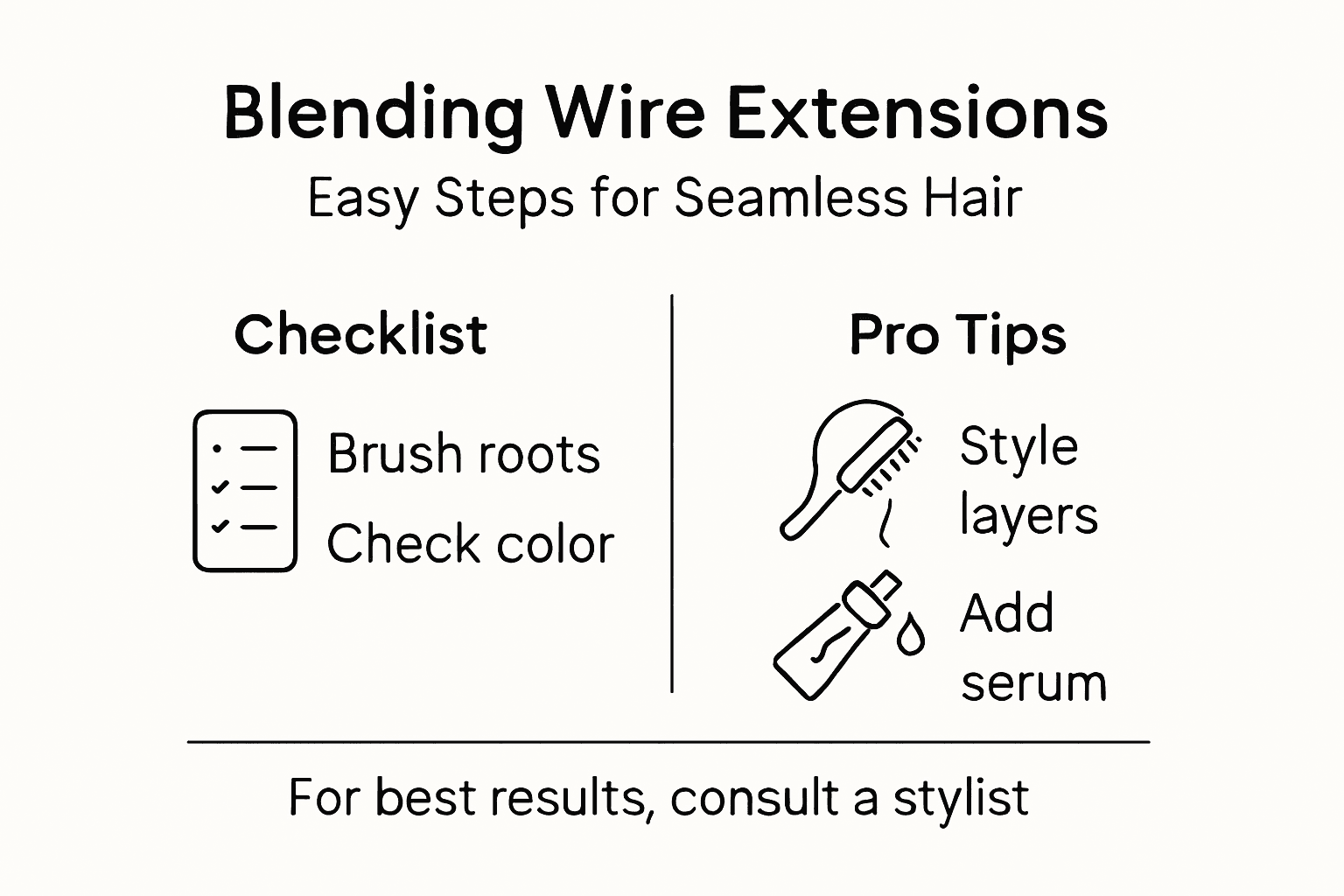 Infographic showing blending steps for wire extensions
