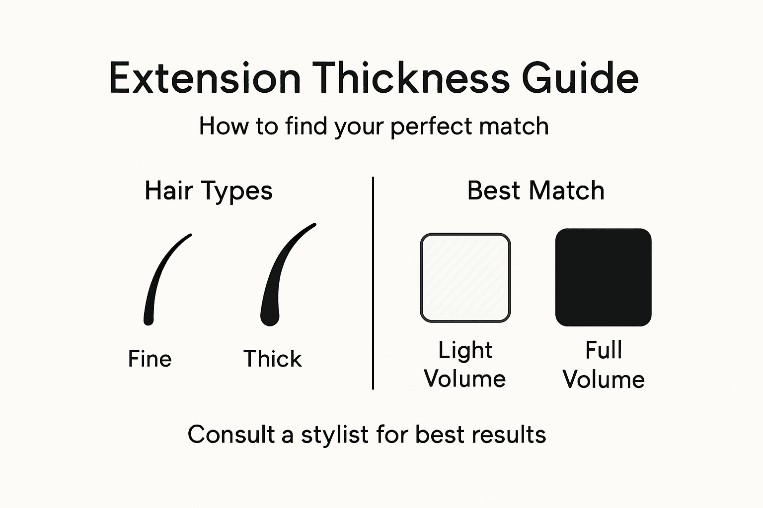 Infographic on matching extension thickness to hair type