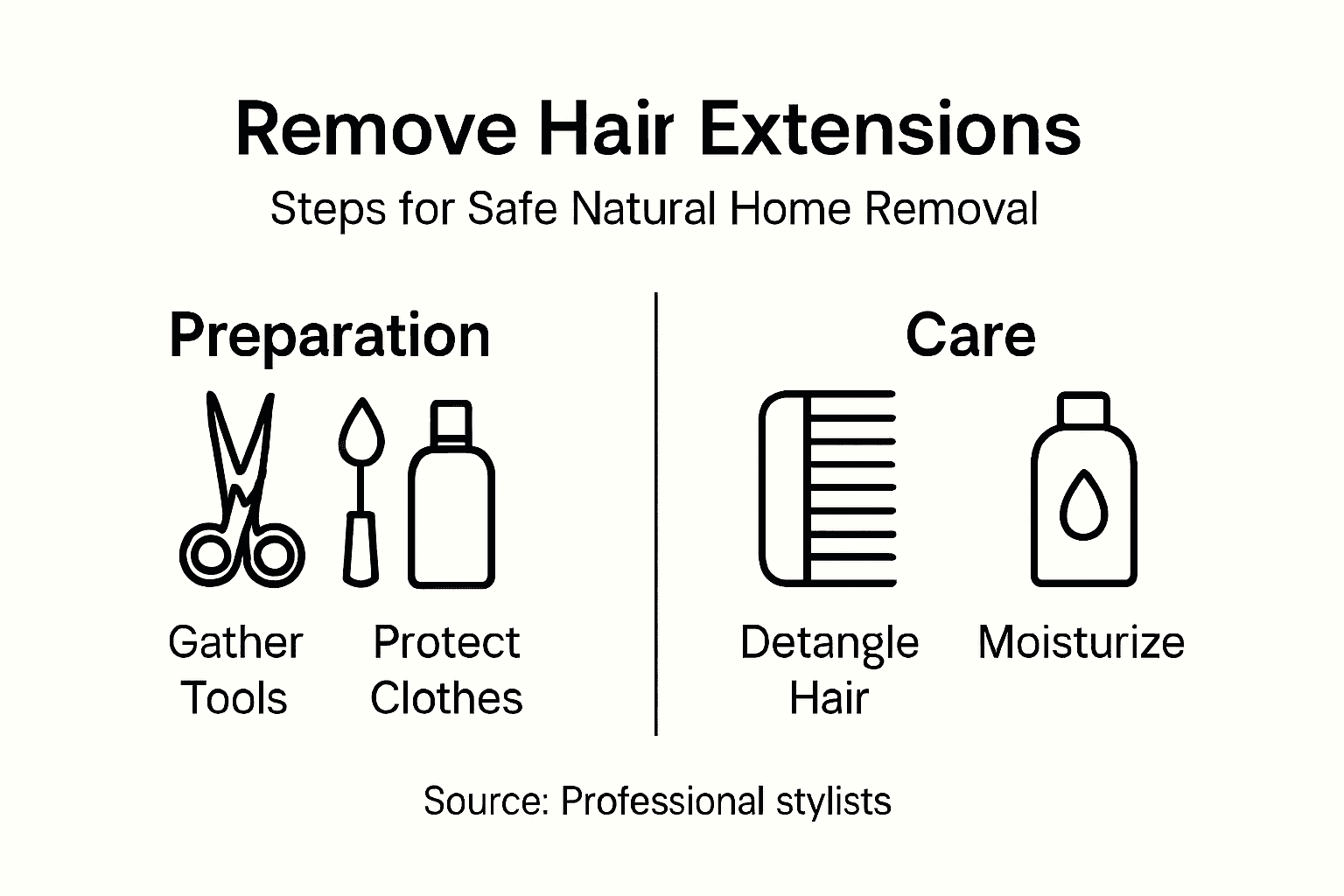 Infographic showing extension removal preparation and care tips