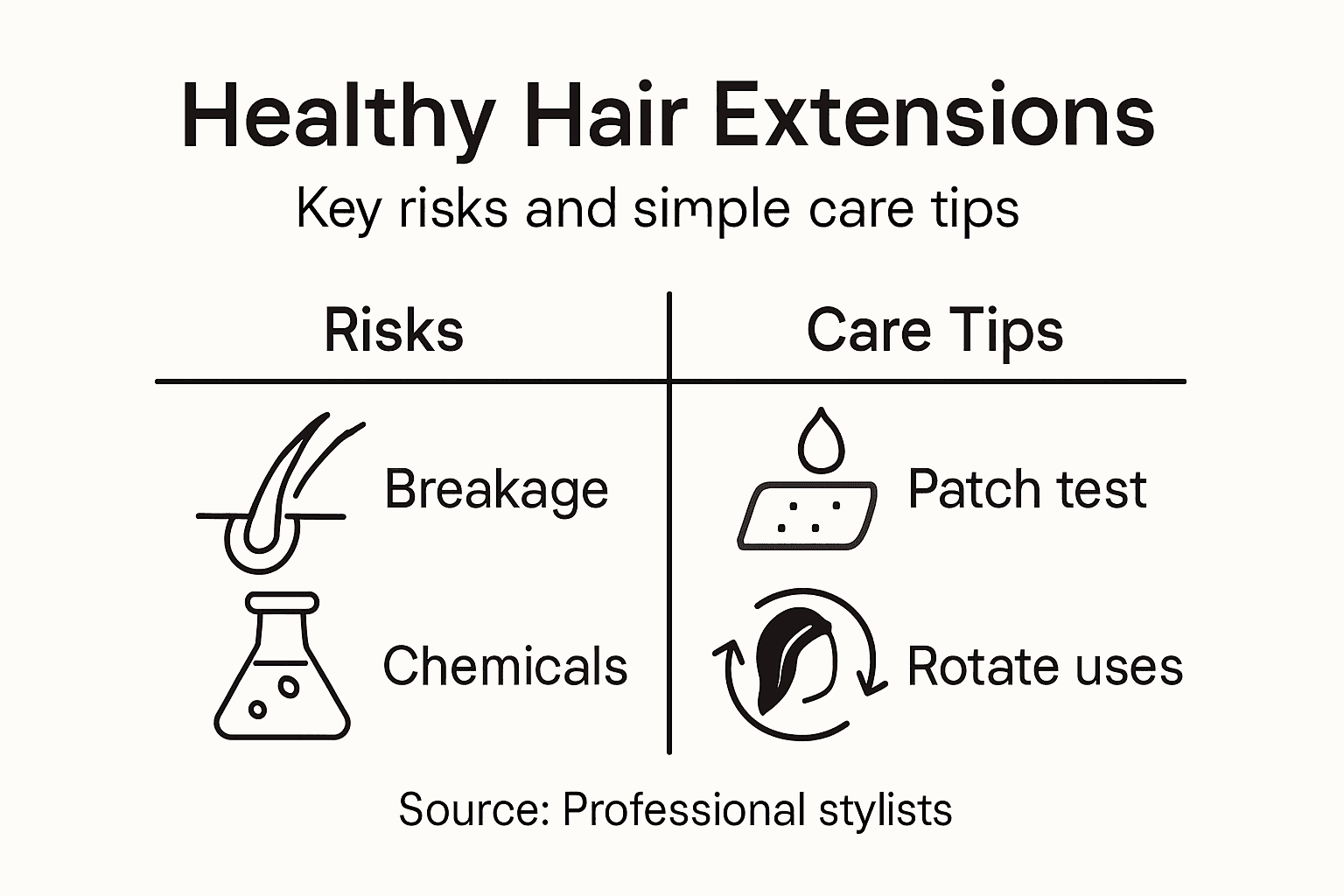 Infographic outlining hair extension risks and tips
