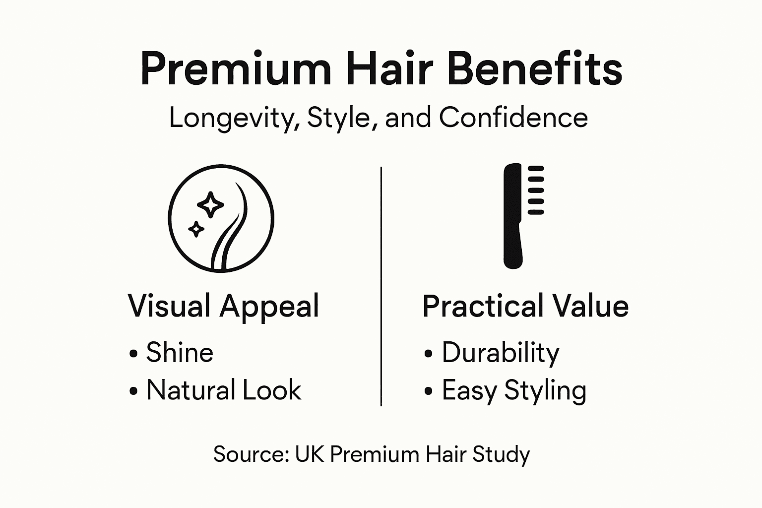 Infographic summarizing premium hair benefits