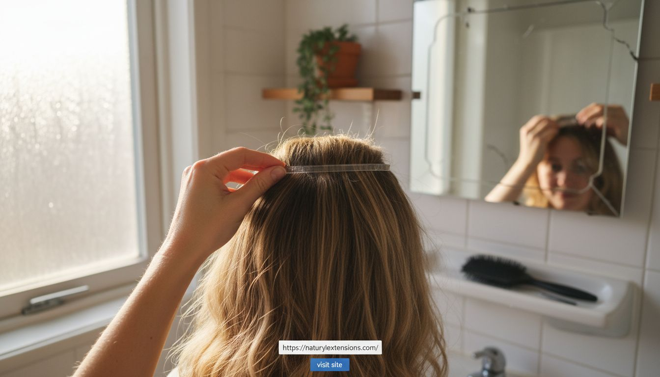 Closeup hands fitting invisible wire extension