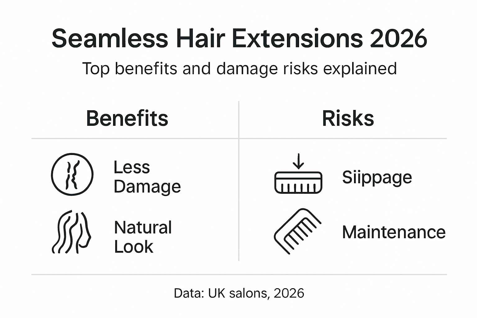 Infographic of seamless hair extensions benefits and risks