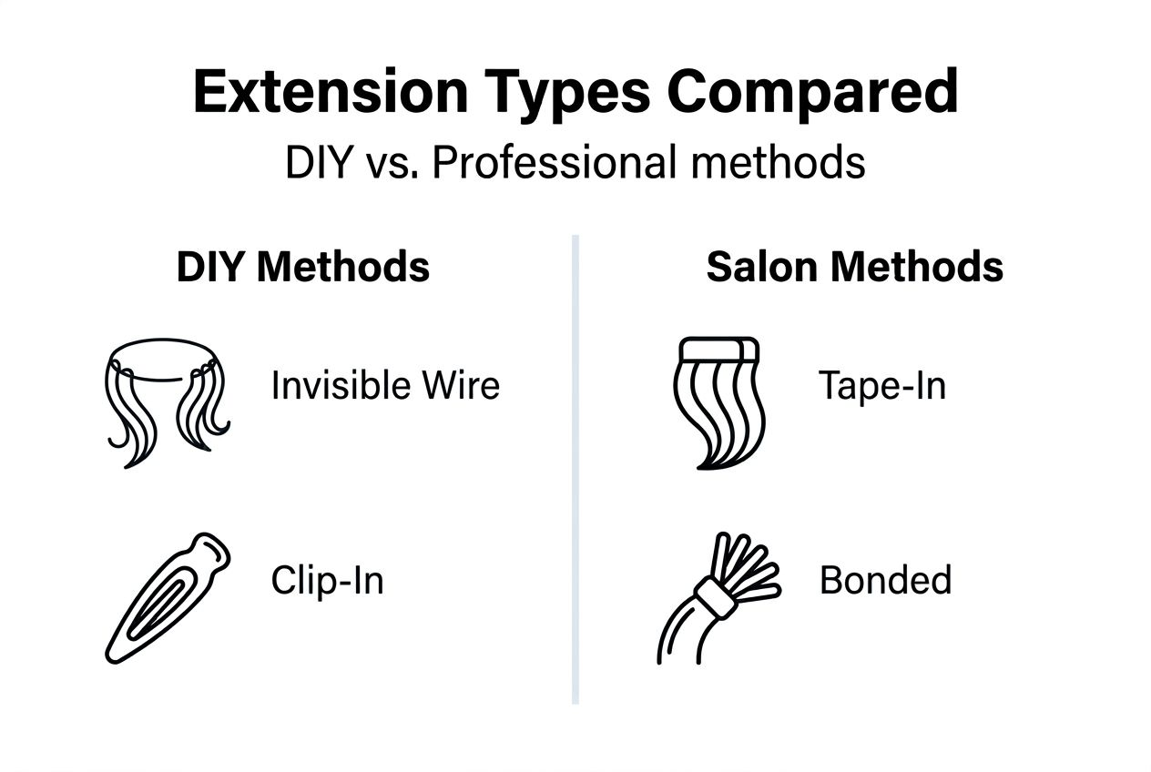 Infographic comparing hair extension methods