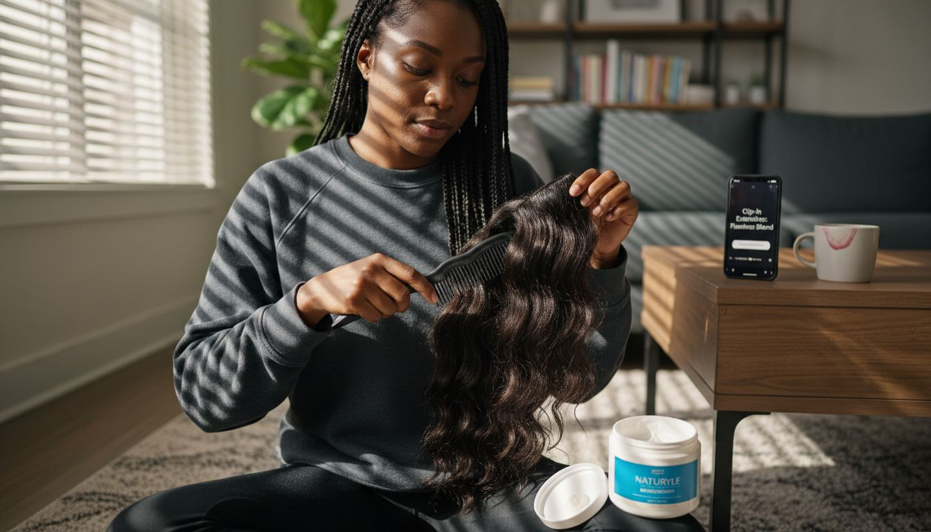 Brushing clip-in hair extensions gently