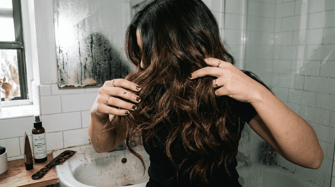 Closeup of damage-free layered hair extensions