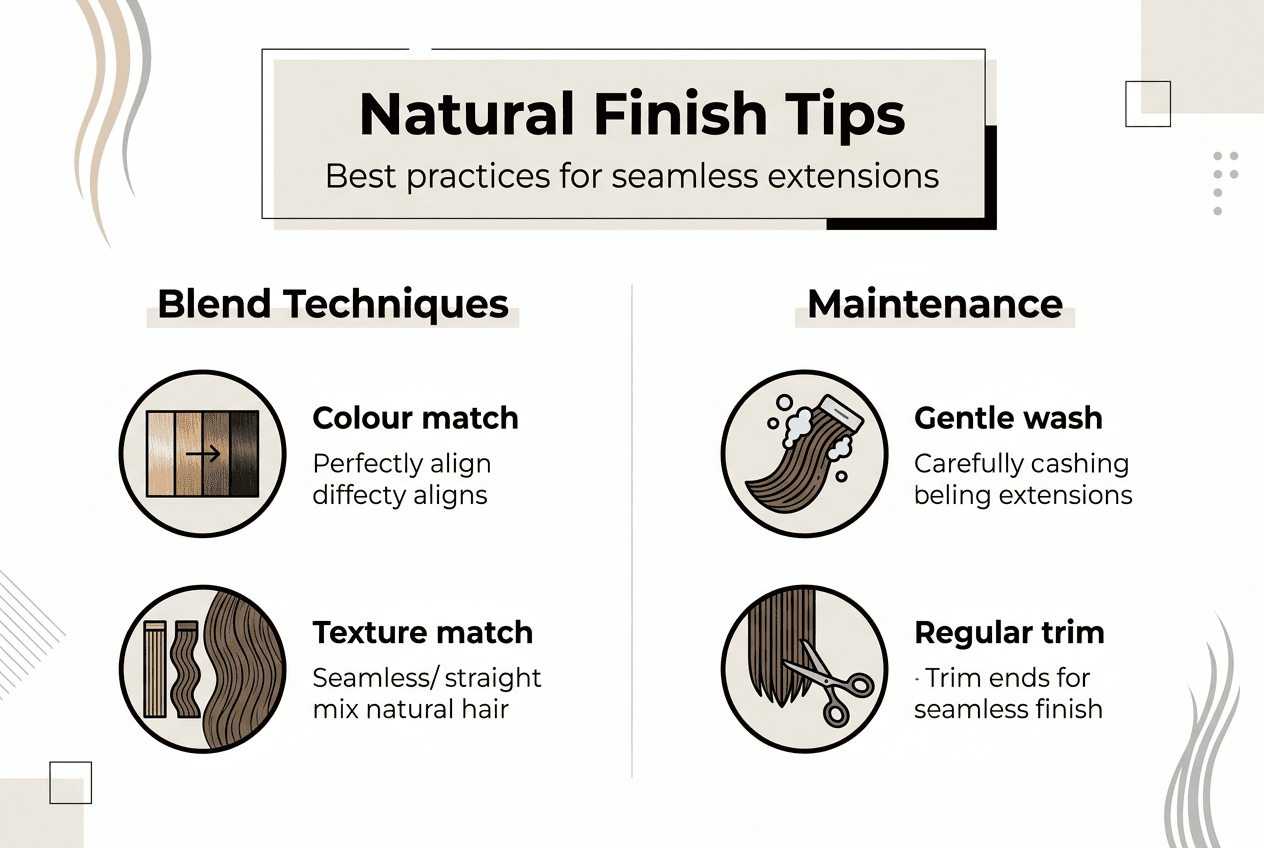Infographic explaining natural finish extension tips