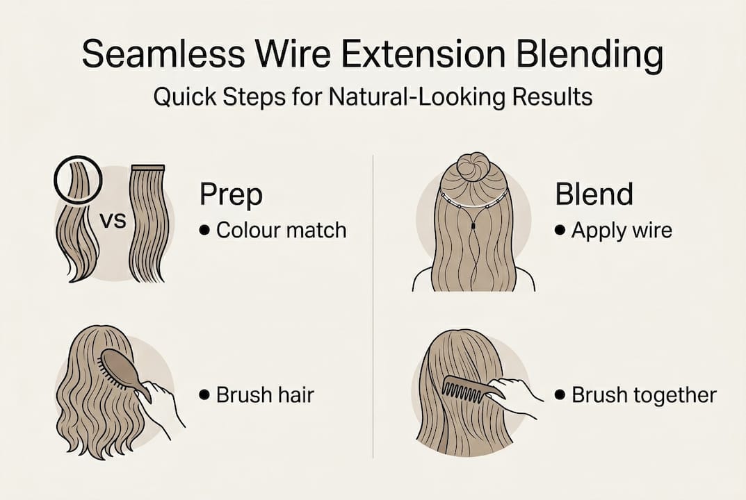 Infographic showing wire extension blending steps