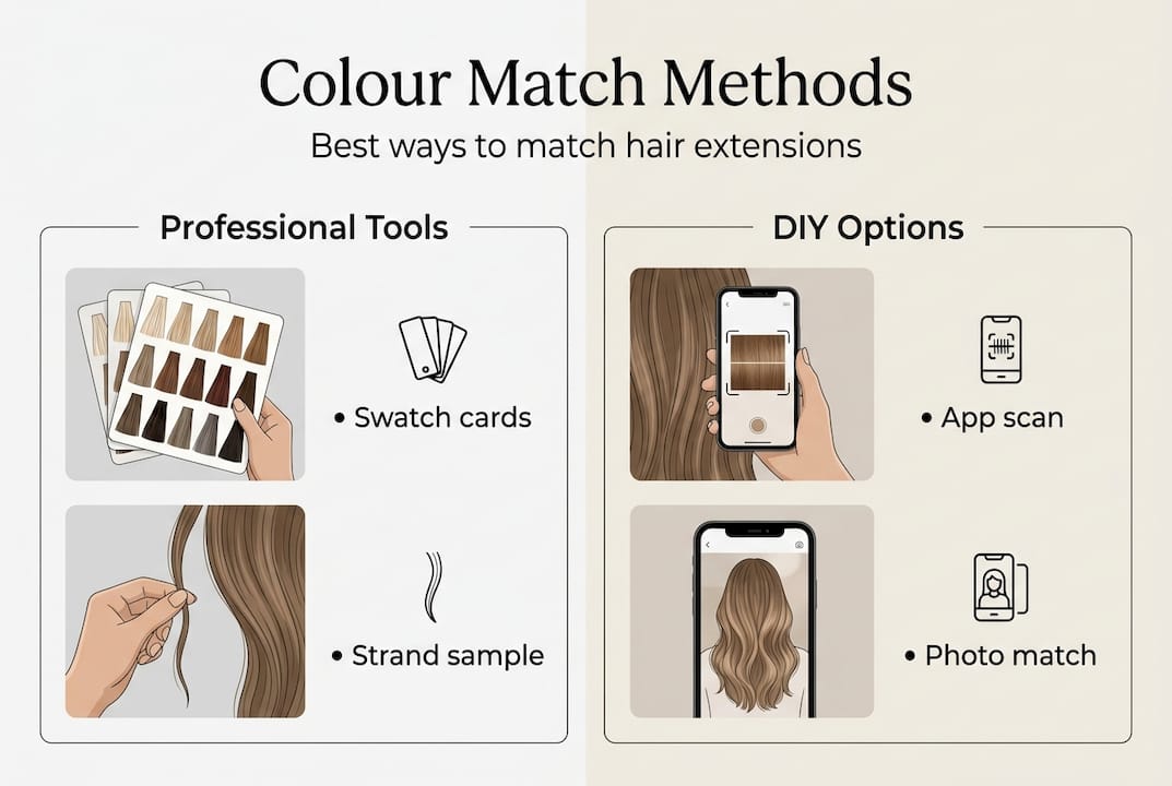 Infographic comparing hair colour matching techniques