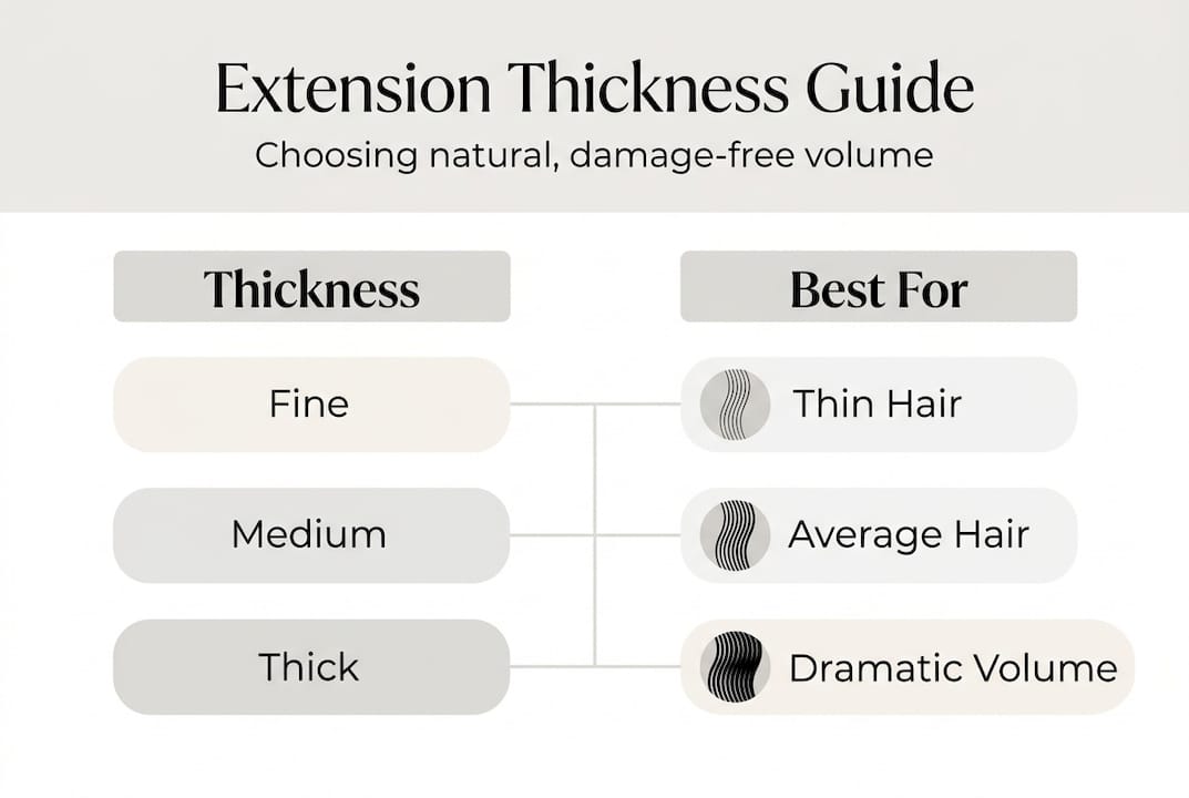 Infographic on hair extension thickness guide
