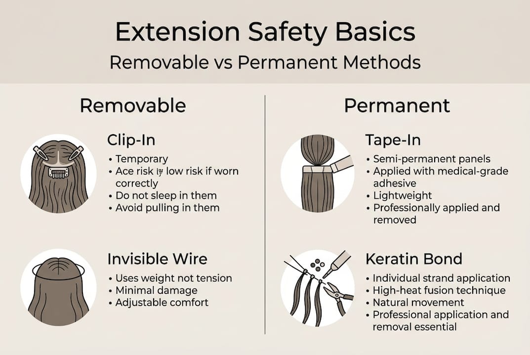 Infographic showing removable versus permanent extensions