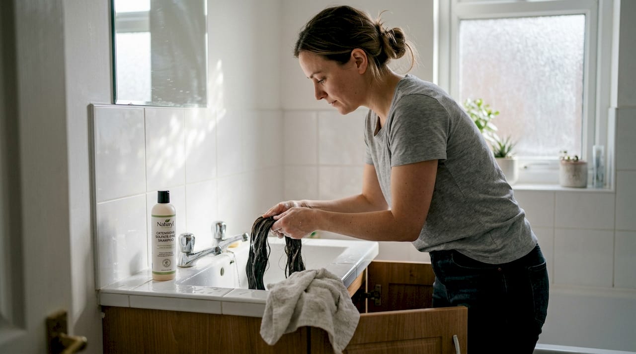 Washing Remy hair extensions in home bathroom