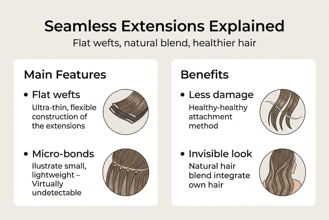 Infographic showing features and benefits of seamless extensions
