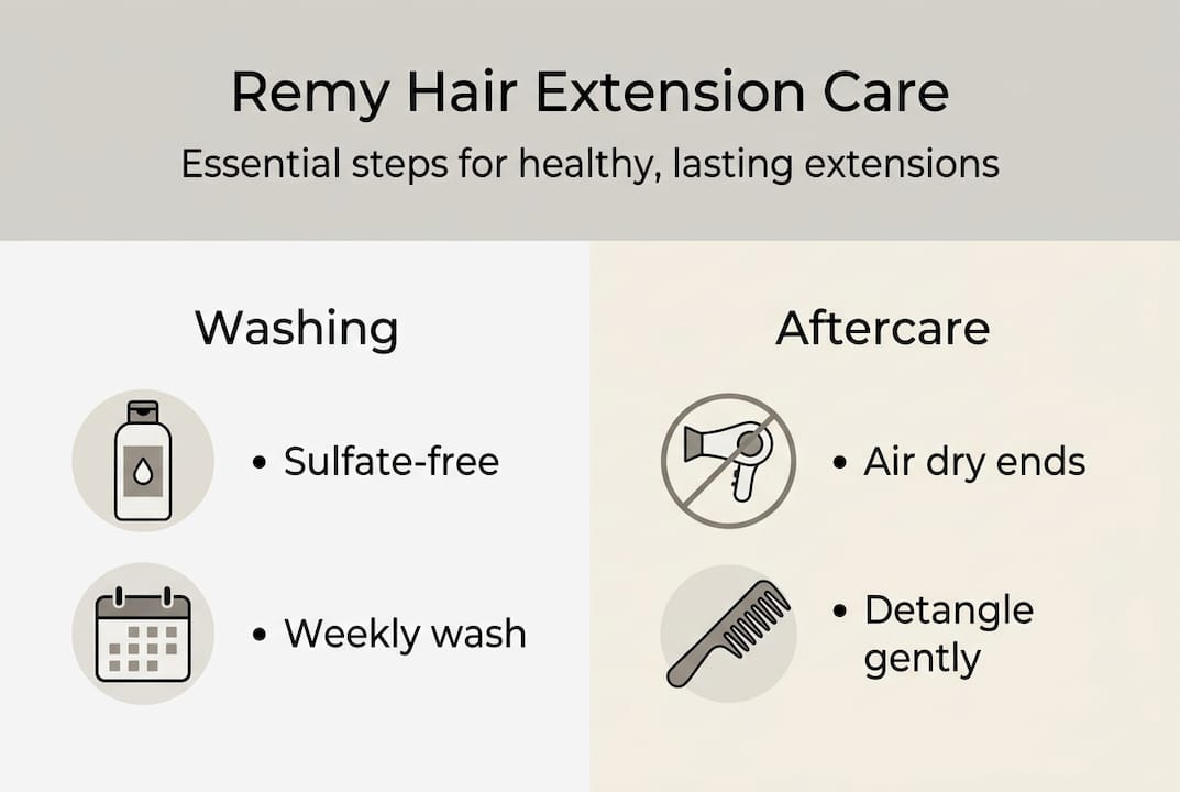Infographic key steps for Remy hair care