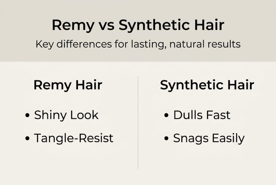 Infographic comparing Remy and synthetic hair features