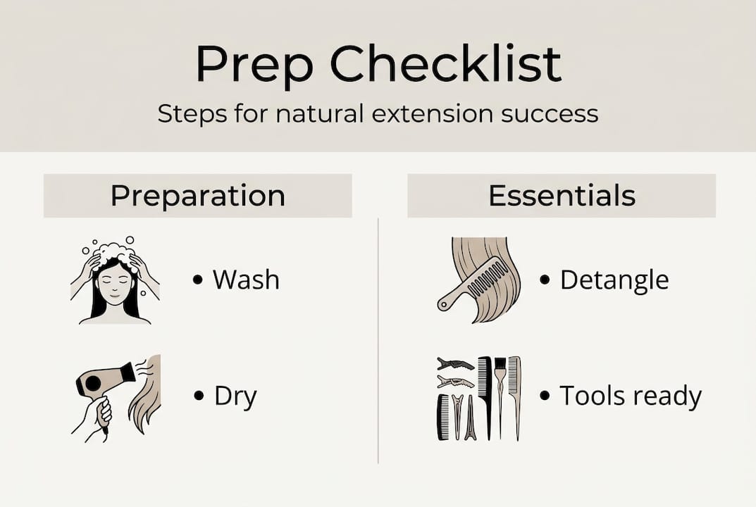Infographic outlining hair prep checklist steps