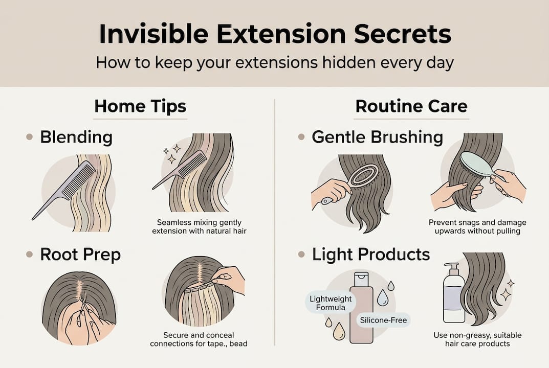 Infographic on keeping hair extensions hidden