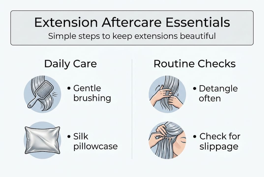 Infographic about hair extension aftercare essentials