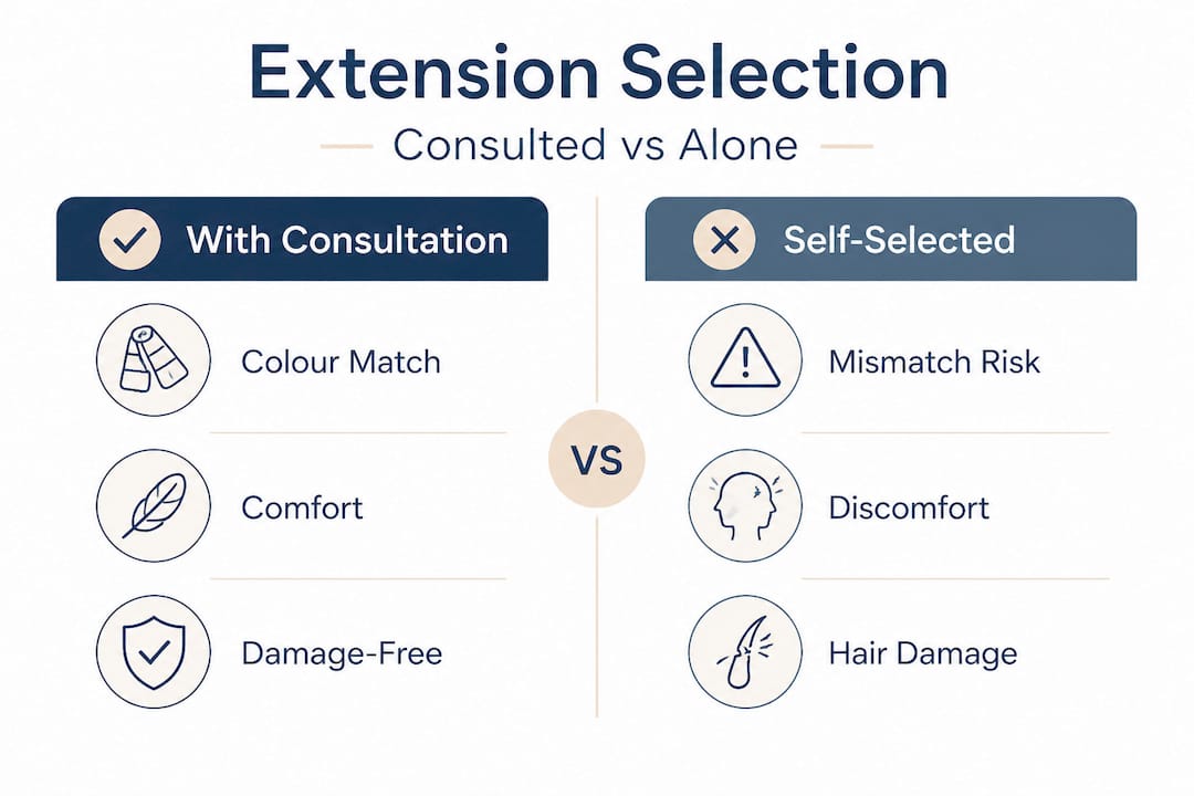 Consultation versus self-selected extensions comparison infographic