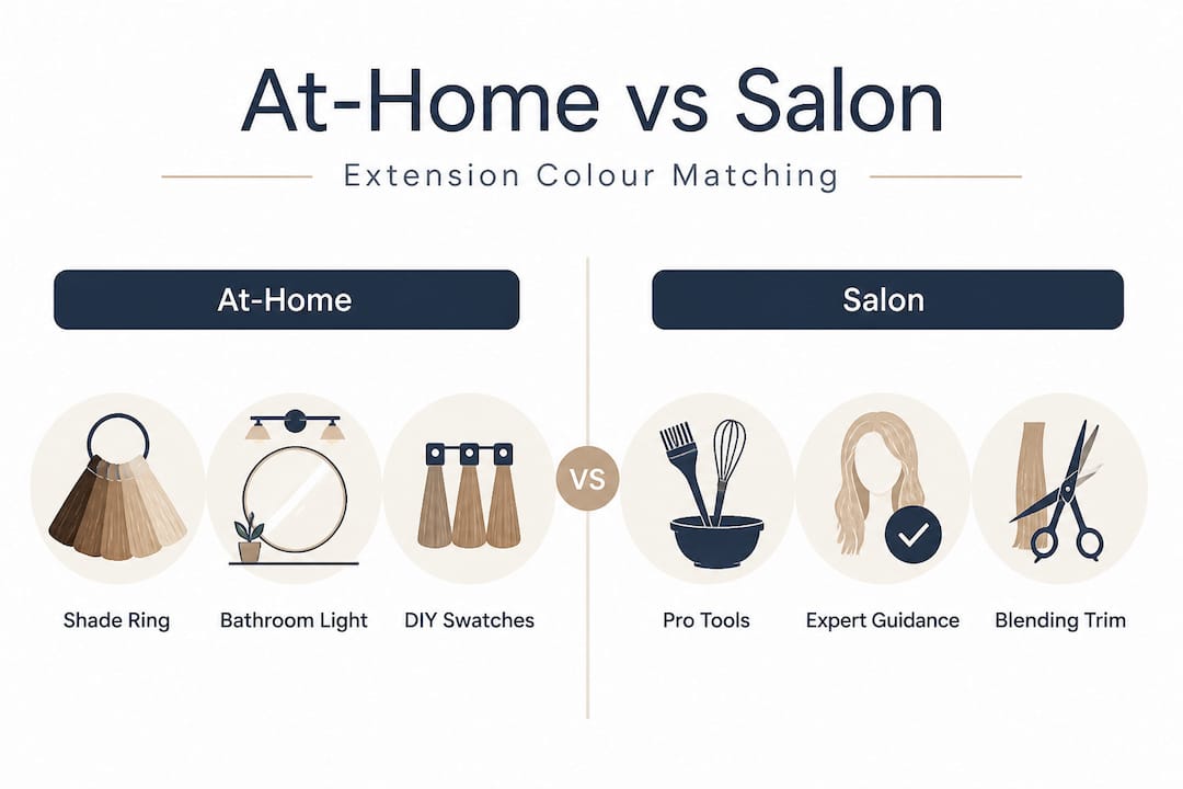 Infographic comparing at-home and salon extension matching