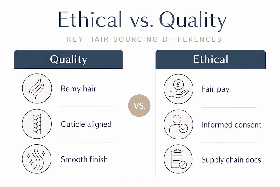 Comparison of ethical vs quality hair standards