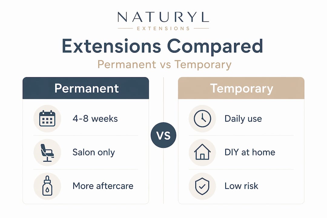 Infographic showing permanent versus temporary extension comparison