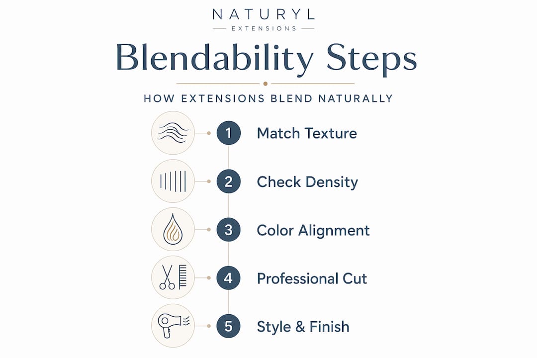 Infographic showing blendability steps for extensions