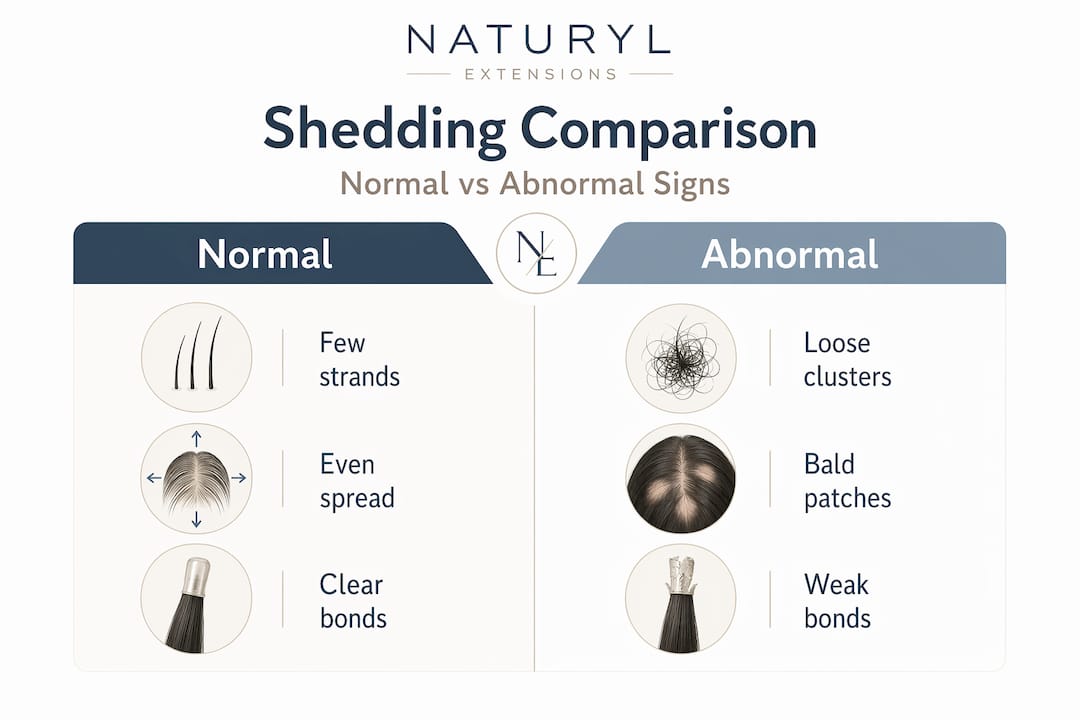 Infographic comparing normal and abnormal extension shedding