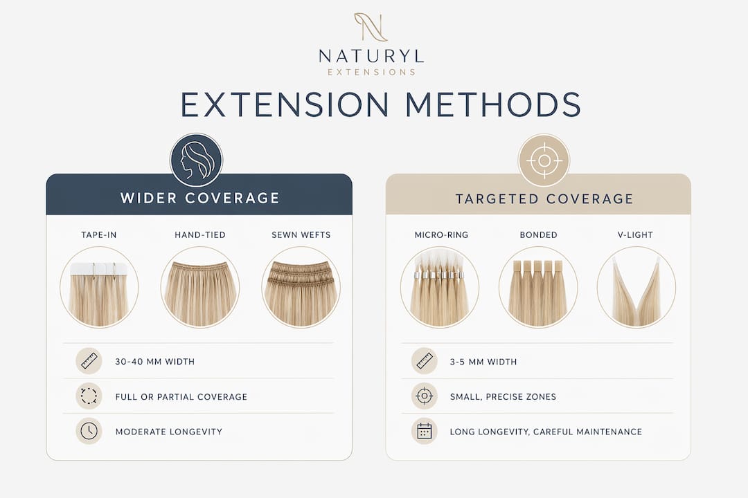 Infographic comparing extension methods by coverage type