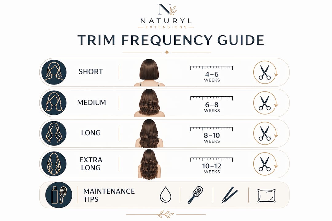 Infographic showing hair length trim frequency guide
