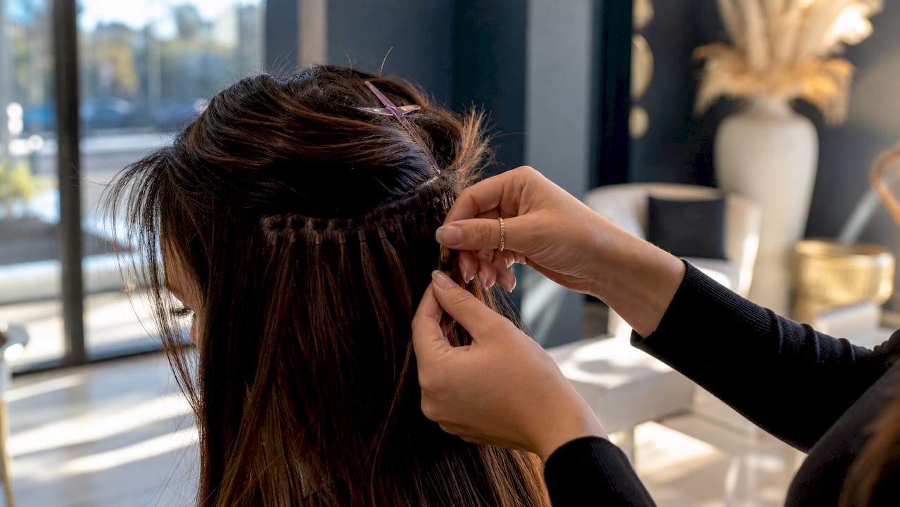 Close-up of hair extensions blending naturally